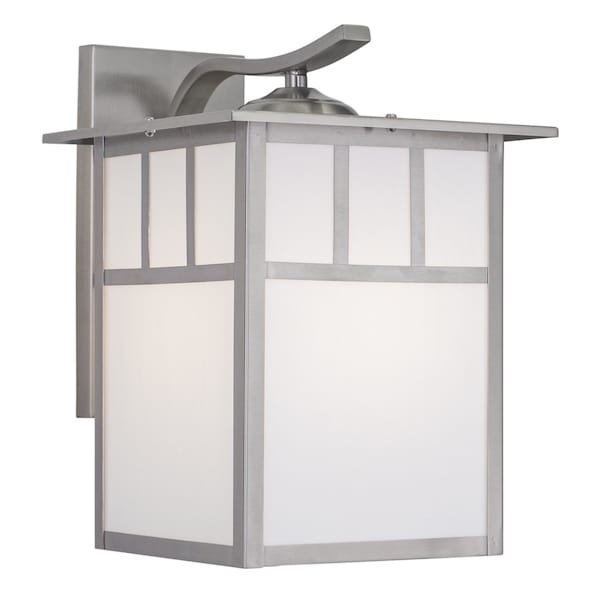 Vaxcel Mission Stainless Steel 1 Light Rectangle Outdoor Wall Lantern White Glass OW14693ST - main